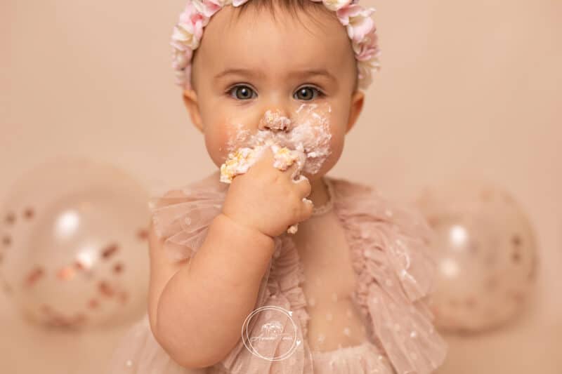 Séance Smash The Cake Anniversaire Bébé 1 an Studio Saint-Etienne Photographe Loire