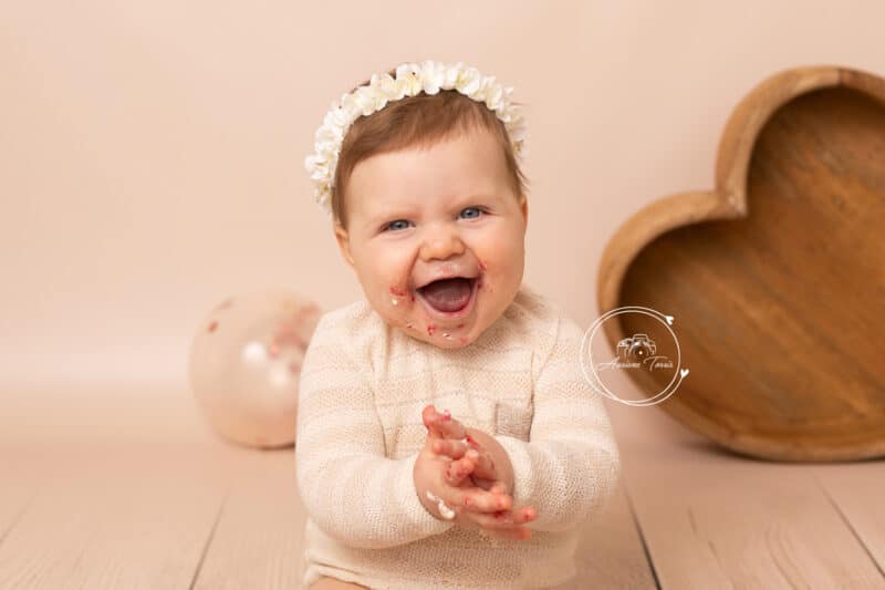 Séance Smash The Cake Anniversaire Bébé 1 an Studio Saint-Etienne Photographe Loire